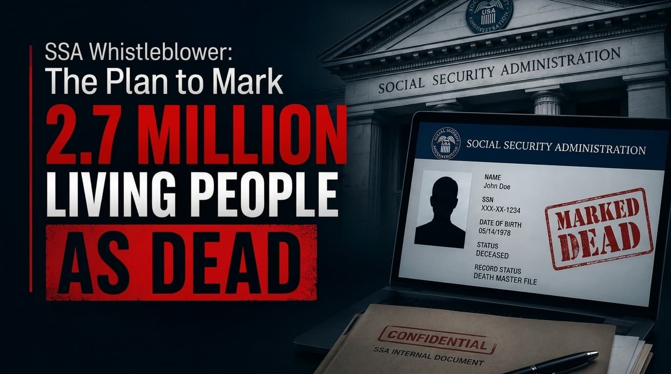 SSA record stamped Marked Dead — illustrating the real-world consequences of wrongful death records